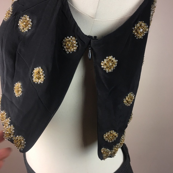 Vintage Silk Glass Beaded Seed Bead Sequined Crop Top M 1455 - Picture 7 of 8